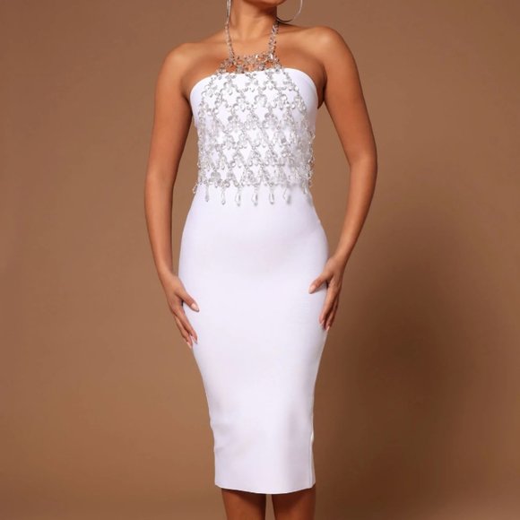 Kendall Embellished Midi Dress Set - White - Picture 6 of 6